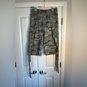 Fire Jeans Y2K Natalie Jr SZ 9 Green Camo Cropped Wide leg Cropped pants